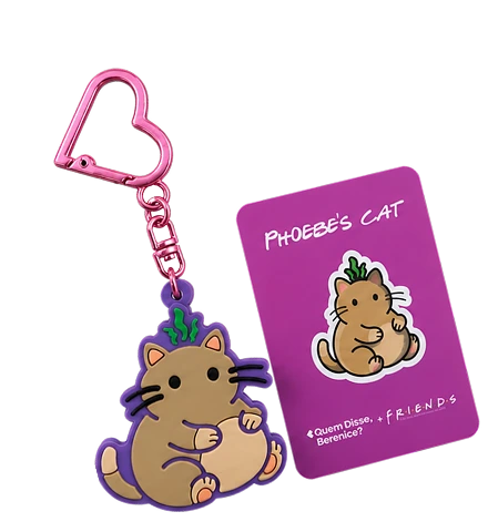 Chaveiro e card colecionável da Phoebe