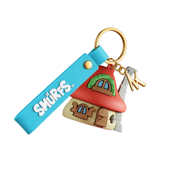 Chaveiro dos Smurfs em formato de casa