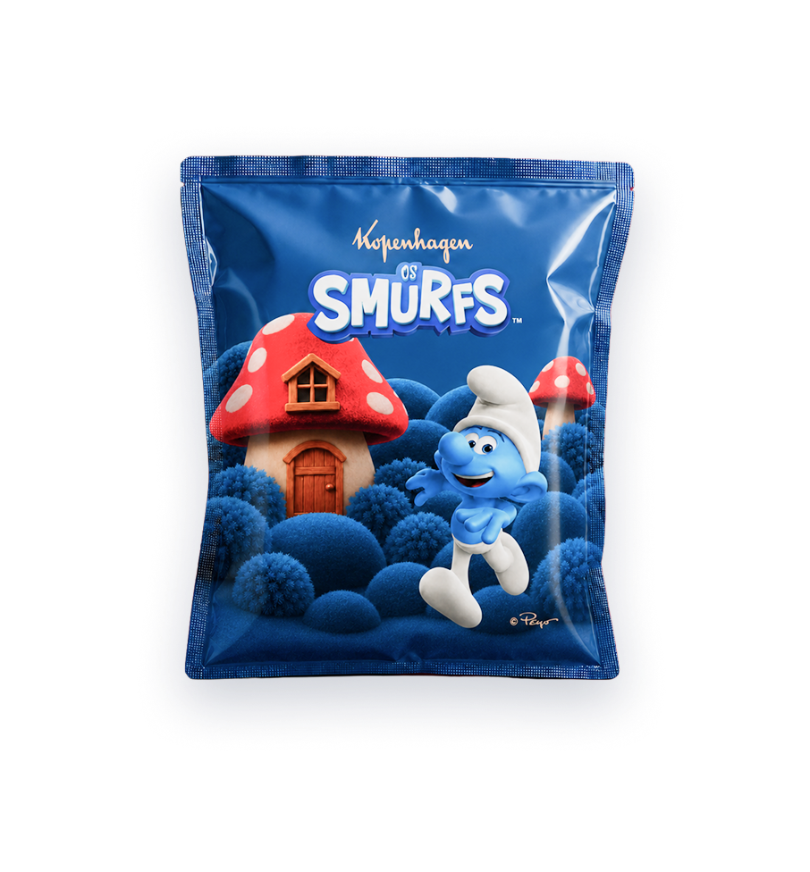 Embalagem colecionável dos Smurfs para Kopenhagen